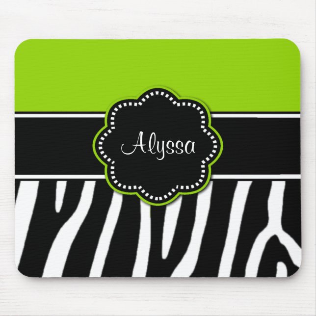Alfombrilla De Ratón Estampado de zebra Mousepad de la verde lima (Frente)