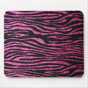 Alfombrilla De Ratón Estampado de zebra rosado y negro bling (falso