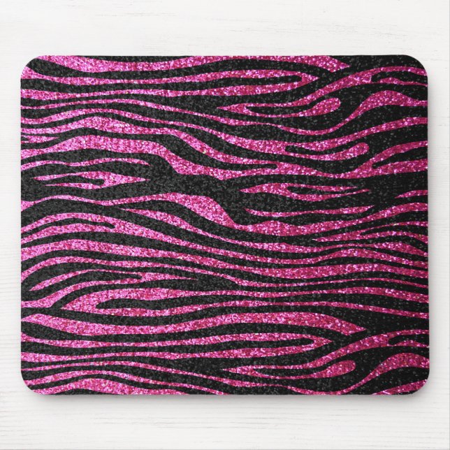 Alfombrilla De Ratón Estampado de zebra rosado y negro bling (falso (Frente)