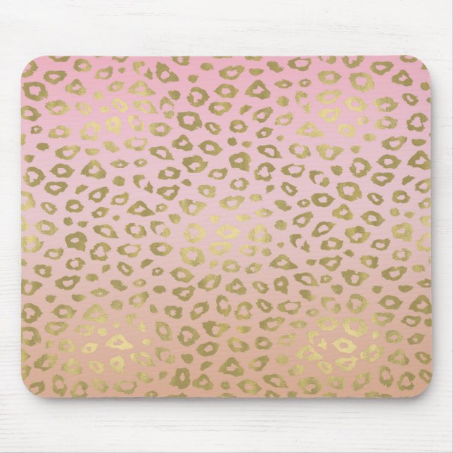 Alfombrilla De Ratón Estampado leopardo rosado del oro de Ombre (Frente)