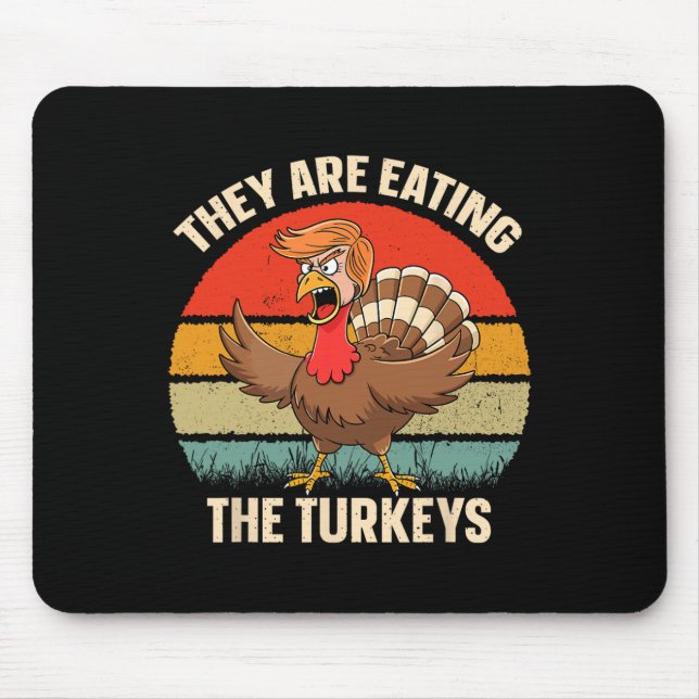 Alfombrilla De Ratón Están Comiendo A Turquía Divertido Retro Donald Tr (Frente)