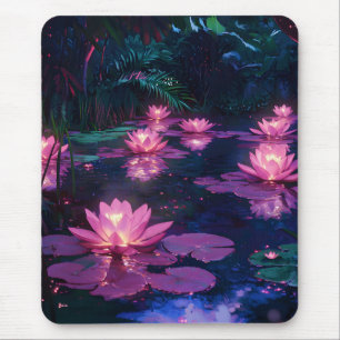 Alfombrilla De Ratón Estanque de Loto Rosa Naturaleza Zen Medianoche