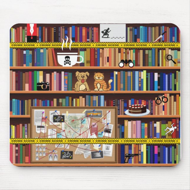 Alfombrilla De Ratón Estante de libros Cosy Mysteris (Frente)