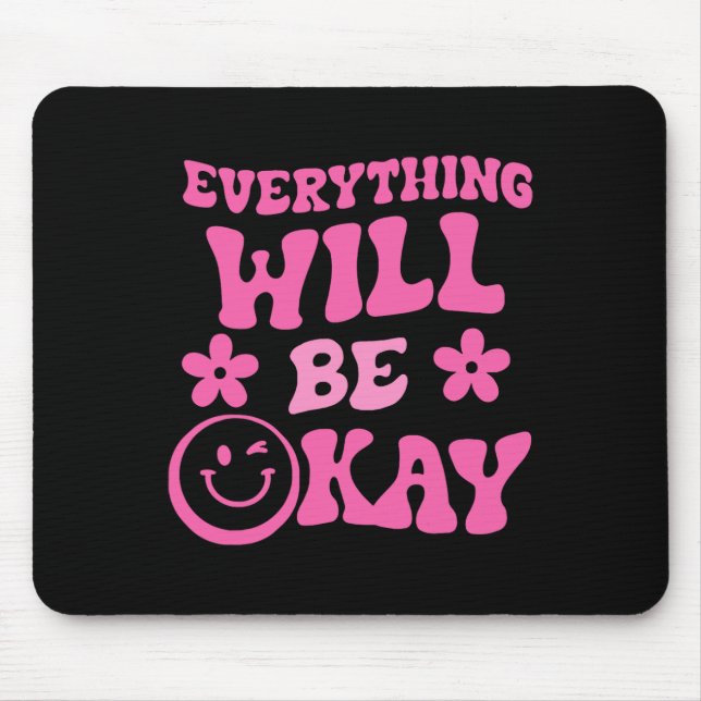 Alfombrilla De Ratón Estará Bien Concienciación Retro Groovy sobre Salu (Frente)