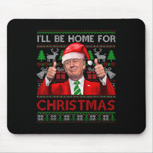 Alfombrilla De Ratón Estaré en casa para los Navidades de Santa Trump N