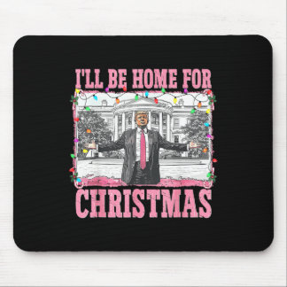 Alfombrilla De Ratón Estaré en casa para los Navidades Santa Funny Trum