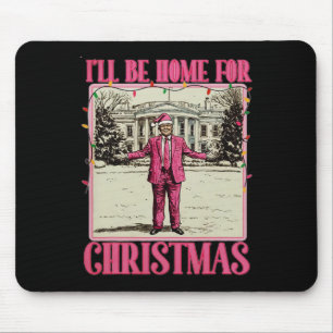 Alfombrilla De Ratón Estaré en casa para los Navidades Santa Funny Trum
