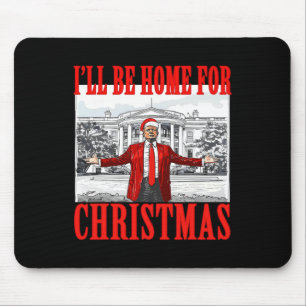 Alfombrilla De Ratón Estaré en casa para los Navidades Santa Funny Trum