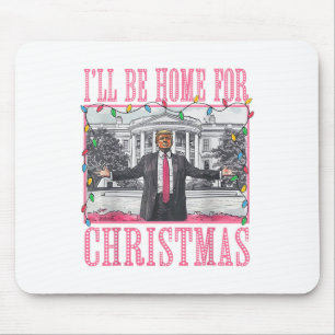 Alfombrilla De Ratón Estaré en casa para los Navidades Santa Funny Trum