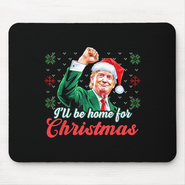 Alfombrilla De Ratón Estaré en casa para Navidades Divertido Santa Clau (Frente)