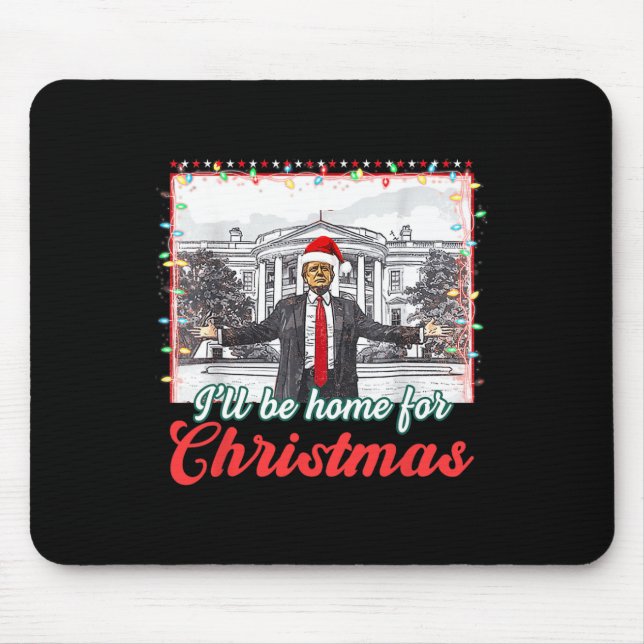 Alfombrilla De Ratón Estaré en casa para Navidades Divertido Santa Clau (Frente)