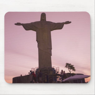 Alfombrilla De Ratón Estatua de Cristo en Corcovado, cerca de los alred