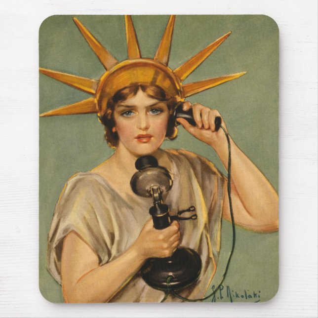 Alfombrilla De Ratón Estatua de la Libertad, anuncio de guerra patrióti (Frente)