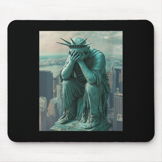 Alfombrilla De Ratón Estatua De La Libertad Facepalm V-cuello (Frente)
