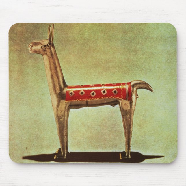 Alfombrilla De Ratón Estatuilla de plata de la llama, de Perú, después (Frente)