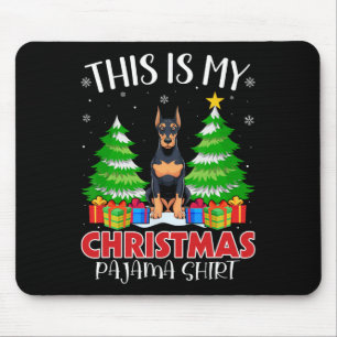 Alfombrilla De Ratón Este Es Mi Navidad Pajama Doberman Pinscher Dog