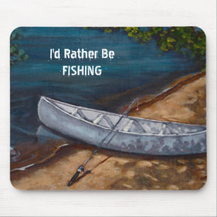 Alfombrilla De Ratón Esté pescando bastante: Canoa azul, pintura