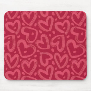 Alfombrilla de ratón estética de corazones rosas