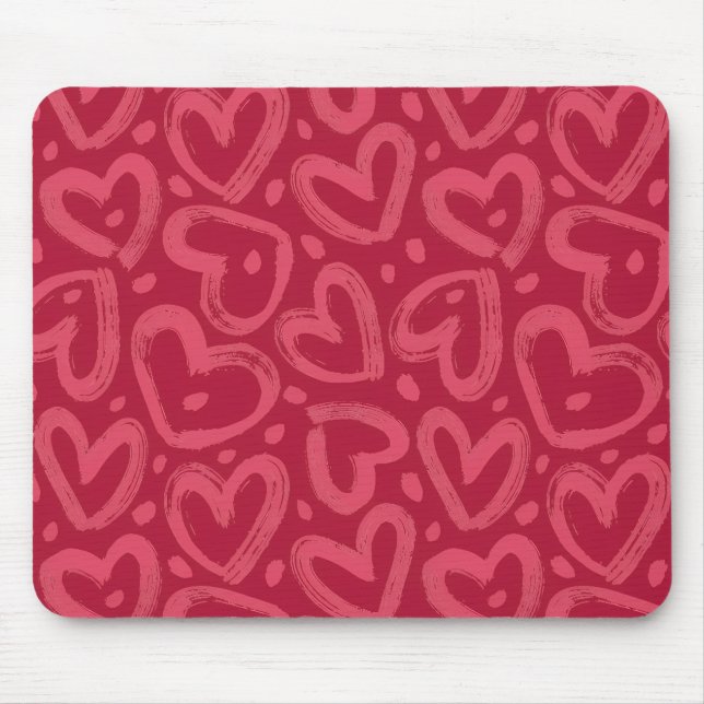 Alfombrilla de ratón estética de corazones rosas (Frente)