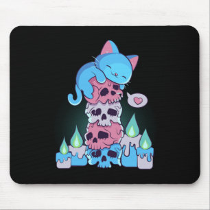 Alfombrilla De Ratón Estética Transgénero Kawaii Cat En Calaveras Sutil