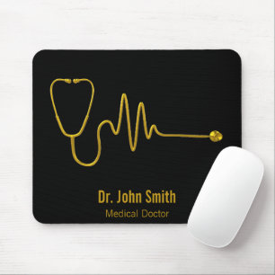 Alfombrilla De Ratón Estetoscopio de lujo dorado ECG onda EKG línea méd