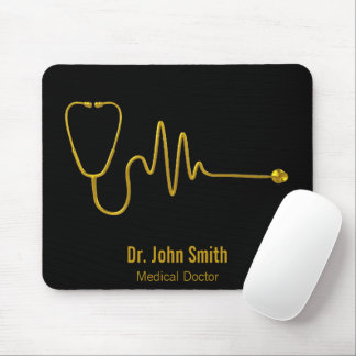 Alfombrilla De Ratón Estetoscopio de lujo dorado ECG onda EKG línea méd