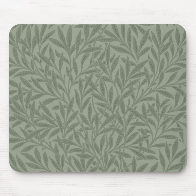 Alfombrilla De Ratón Estilo antiguo verde salvia con estampado de sauce (Frente)