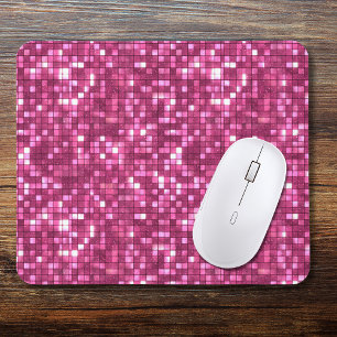 Alfombrilla De Ratón Estilo de Disco Cuadrado Rosa Caliente de Moda par