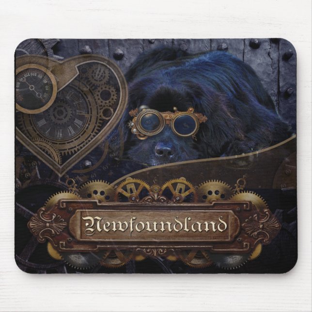 Alfombrilla De Ratón ¡Estilo de Steampunk del perro de Terranova! (Frente)