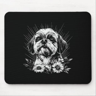 Alfombrilla De Ratón Estilo de tatuaje retro Shih Tzu Perro Lover