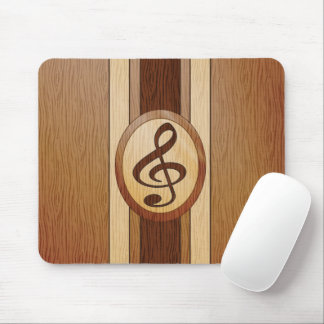 Alfombrilla De Ratón Estiloso Faux Wood Treble Clef Inlay