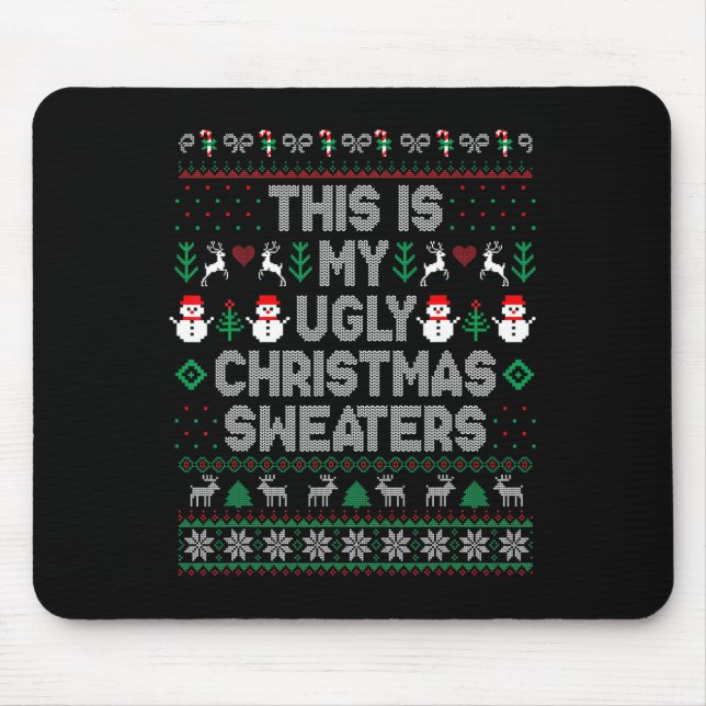 Alfombrilla De Ratón Esto es mi calor para Navidades feos suéter (Frente)