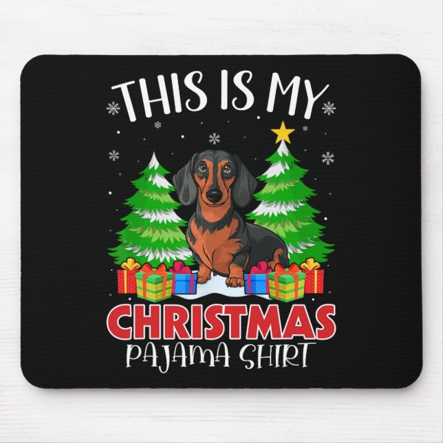 Alfombrilla De Ratón Estos Son Mis Navidades Pajama Dachshund Perro Xma (Frente)