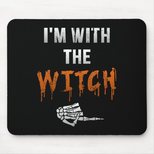Alfombrilla De Ratón Estoy con Witch Skeleton Hand Funny Halloween Husb (Frente)