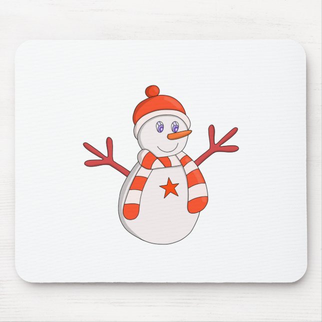 Alfombrilla De Ratón Estrella Cute Snowman (Frente)