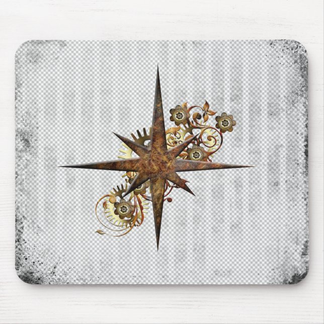 Alfombrilla De Ratón Estrella de brújula Steampunk (Frente)