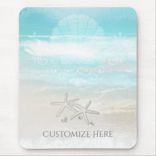 Alfombrilla De Ratón Estrella de mar blanca de playa elegante chic trop