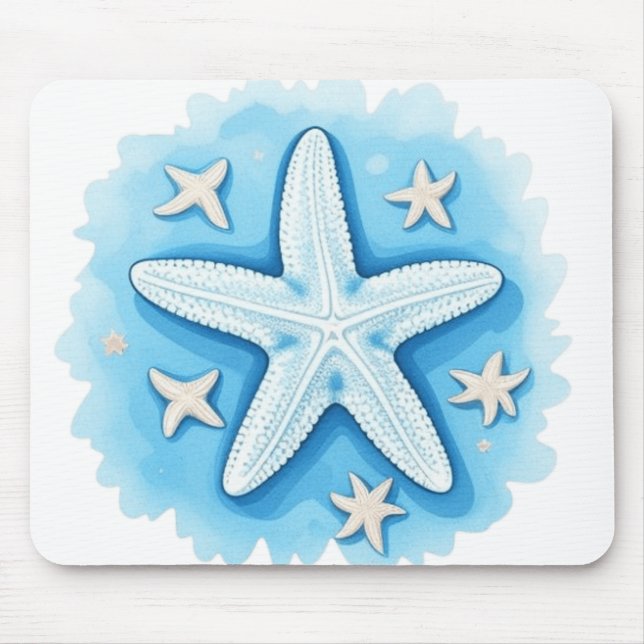 Alfombrilla De Ratón Estrella de mar en azul (Frente)