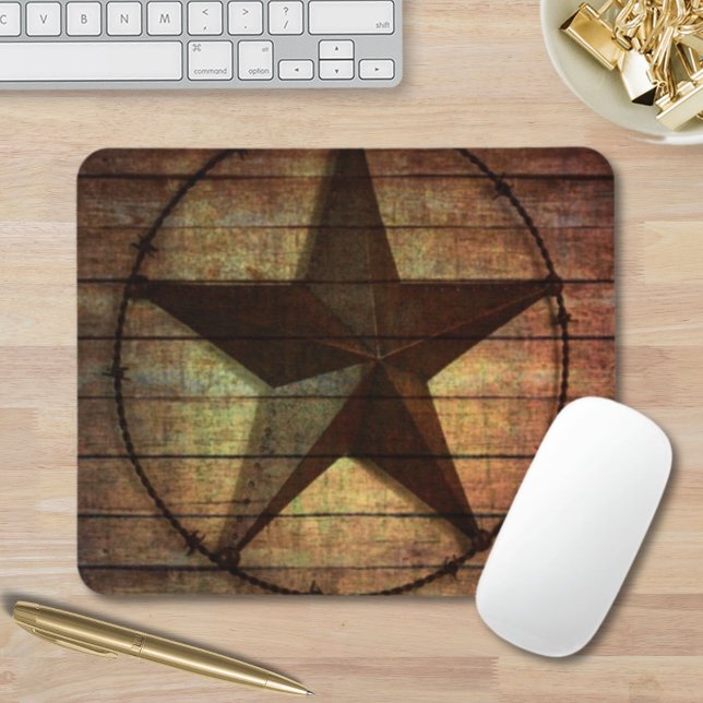 Alfombrilla De Ratón Estrella de Texas para la madera de granero primit (Western Country Primitive Barn Wood Texas Star Mouse Pad)