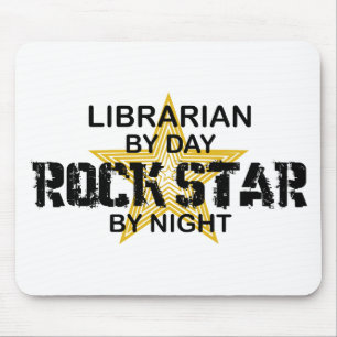 Alfombrilla De Ratón Estrella del rock del bibliotecario por noche