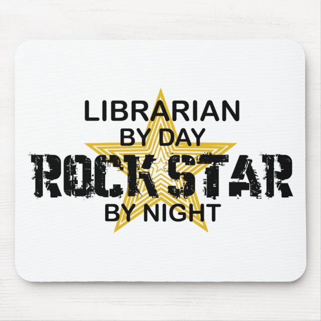 Alfombrilla De Ratón Estrella del rock del bibliotecario por noche (Frente)