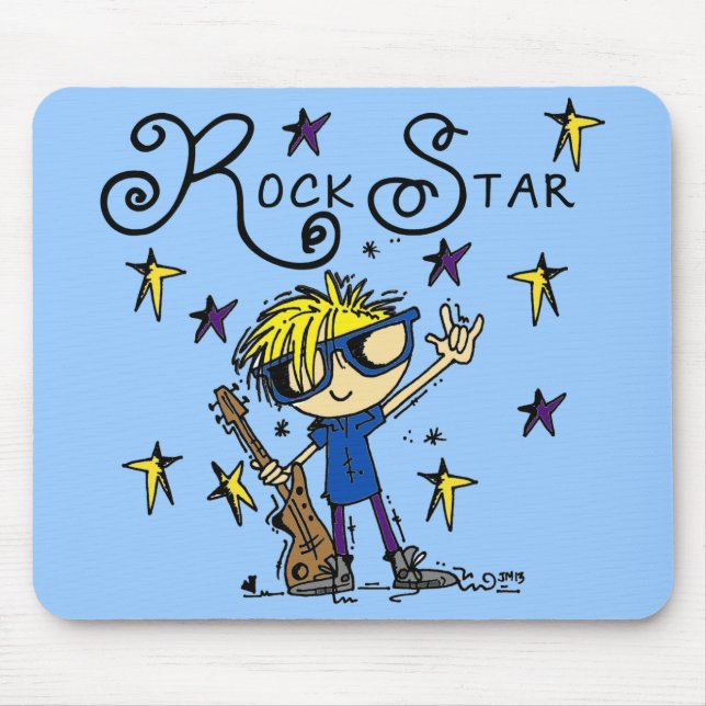 Alfombrilla De Ratón Estrella del rock rubia del muchacho (Frente)