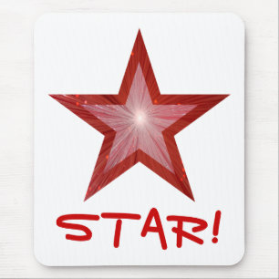 Alfombrilla De Ratón Estrella roja '¡ESTRELLA!' blanco de tabique