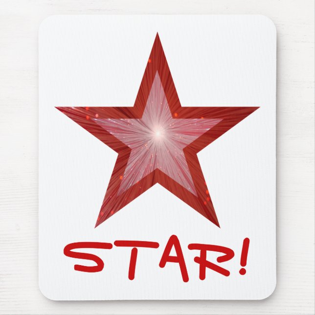 Alfombrilla De Ratón Estrella roja '¡ESTRELLA!' blanco de tabique (Frente)