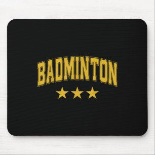 Alfombrilla De Ratón Estrellas Amarillas de Bádminton Clic Retro Texto 