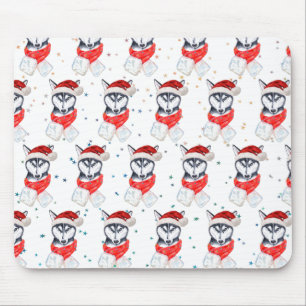 Alfombrilla De Ratón Estrellas de Navidad de la raza de perro Husky Sib