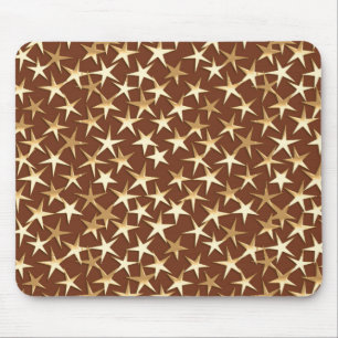 Alfombrilla De Ratón Estrellas de oro en marrón chocolate