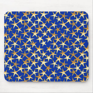 Alfombrilla De Ratón Estrellas de oro sobre azul cobalto