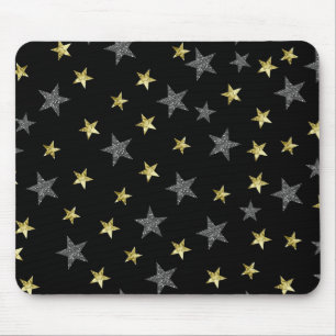 Alfombrilla De Ratón Estrellas de plata y oro Glamour de estrella de Ho