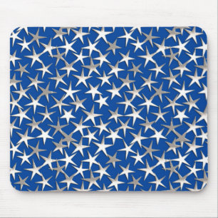 Alfombrilla De Ratón Estrellas plateadas en azul cobalto